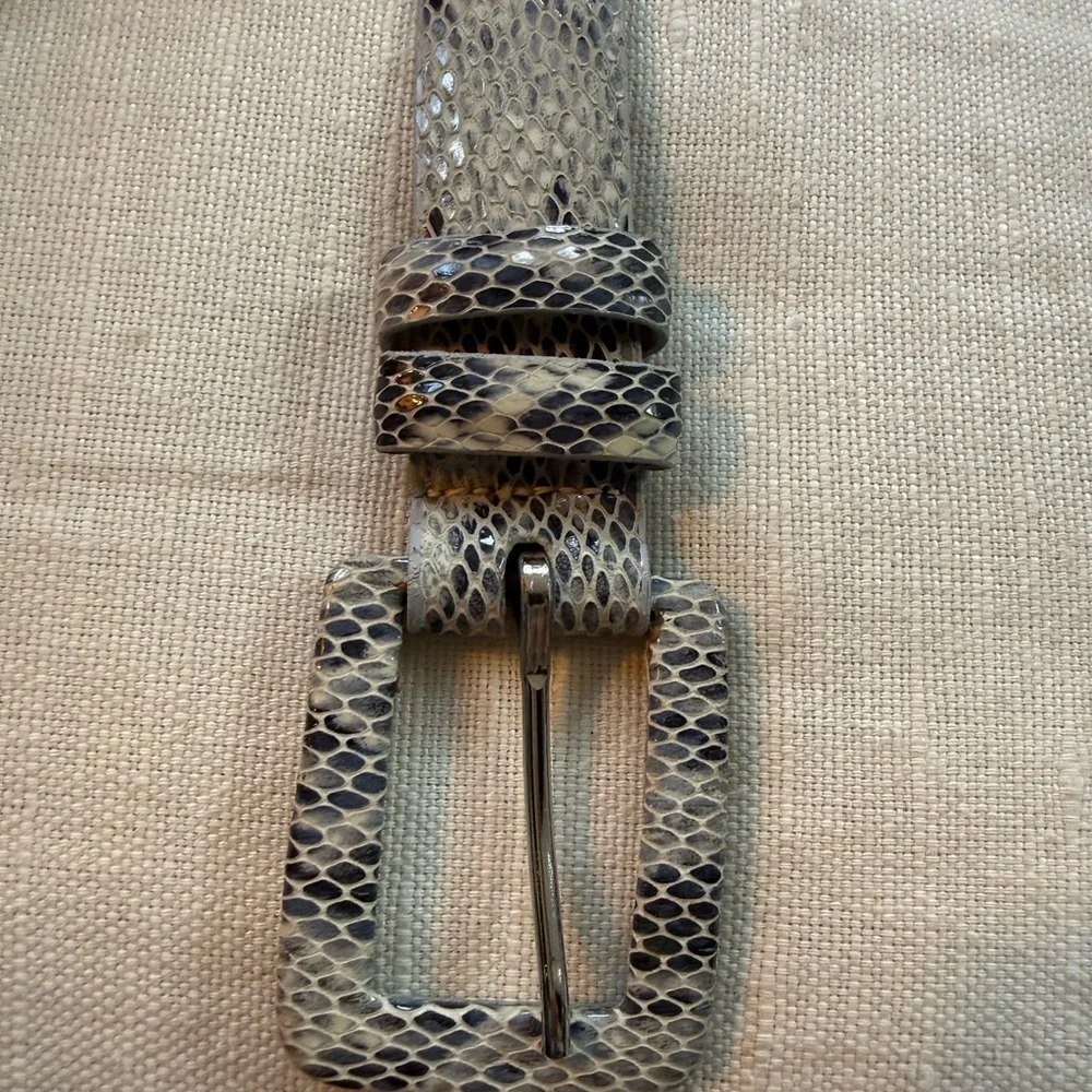 CIPRIANI Italian calfskin snakeskin print belt size medium black grey tones EUC